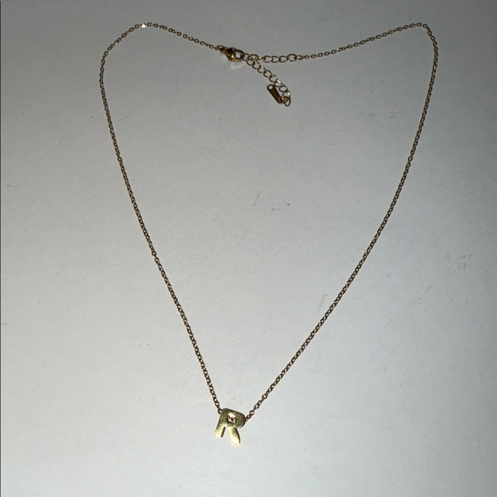Signed S. Steel Initial R Gold-Tone Adjustable Necklace